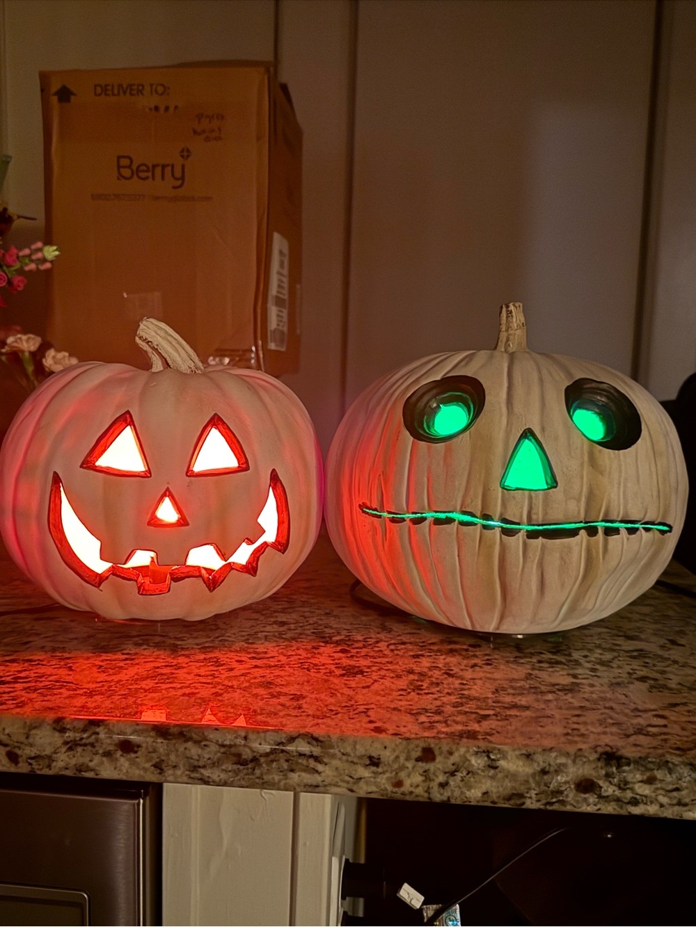 Vintage 90s Y2K Lighted Foam Blow Mold Pumpkins Skeleton Jack O Lantern Set
